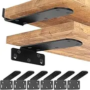 6 Pack -7.7 in (19.5cm) Floating Shelf Brackets，with 1/5 Inch Thick and 440 lb. Load Capacity（Black）