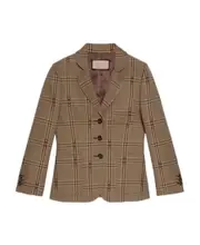 Gucci Checkered Button-Up Blazer IT40 Brown