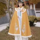 Women's Chinese Ancient Hanfu Embroidered Cloak Coat Floral Winter Hooded Cape