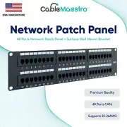 Patch Panel UTP 48 Port CAT6 RJ45 110 Network Surface Wall Mount Bracket
