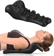 Fanlecy Neck and Shoulder Relaxer with Upper Back Massage Point, Cervical Traction Device Neck Stretcher for TMJ Pain Relief and Cervical Spine Alignment Chiropractic Pillow (Black)