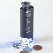 Lighthouse 60x-100x Magnification Black Pocket Size Zoom Microscope w/ LED Light