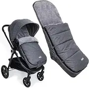Orzbow Winter Footmuff Pushchair with Coral Fleece Lining, Winter Foot Muff Buggy with Zip Washable Removable Suitable for All Pushchairs (Grey)