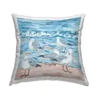 Sandpipers Blue Beach Waves Outdoor Printed Pillow, 18 x 18