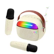 Mini Karaoke Machine Portable Bluetooth-Speaker with 2 Wireless Microphones