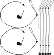 TEHAUX 10pcs Anti-Lost Pen Lanyards, Stretchable Signature Pen Ropes with Silicone Rings, Black, 43cm, for Business and Home Use