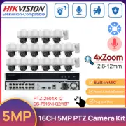 Hikvision 16CH IP Security CCTV System 4K 16POE NVR 5MP 4XZoom PTZ Camera IR MIC