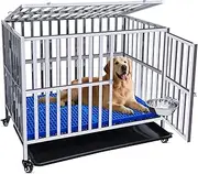 Collapsible Stainless Steel Heavy Duty Dog Cage Metal Kennel for Medium and Large Dogs,Easy to Install and Clean (30.7" L x 20.5" W x 27.6" H)