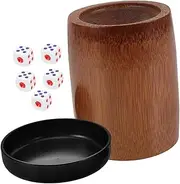 DRESSOOS Bamboo Dice Set Stand and 5 Dices for Ktv Bar Party Home Entertainment