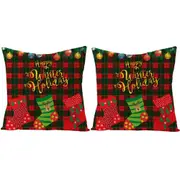 4Pcs Christmas Pillowcase Cotton Linen Throw Pillow Cover for Couch Home Decorations -Style 1