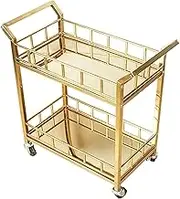 Mobile Storage Cart Bar Cart Commercial Stainless Steel Double-Layer 4S Shop Tea Service Cart Restaurant Drink Cart Food Delivery Trolley KTV Cart Open Storage Space
