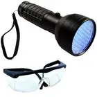 HQRP Professional 76 LED Ultra Violet Blacklight Torch + UV Protecting Glasses