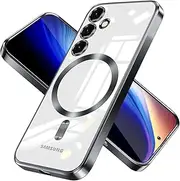 [RUNGOS] for Samsung S23 FE Case MagSafe, with Camera Lens Protector [Stable Magnetic] [10Ft Drop Tested] Soft Shockproof Case for Samsung Galaxy S23 FE, S23 FE Magnetic Case Cover 6.4'', Clear Black
