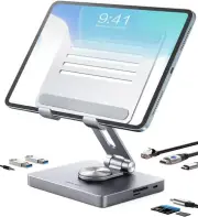 BYEASY iPad Stand Docking Station 8-in-1 iPad USB C Hub Type-C Tablet Stand with
