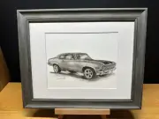 Drawing of a 1973 Chevrolet Nova Car Graphite Pencil Art Sketch Picture Print
