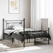 Metal Bed Frame Without Mattress with Footboard Black 107x203 cm King Single Bed/Accessories
