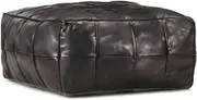 Pouffe Black 60x60x30 cm Genuine Goat Leather