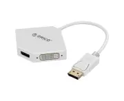 Orico DPT-HDV3-WH DPT-HDV3 Displayport to HDMI+DVI+VGA Adapter 250mm Data Cable - White