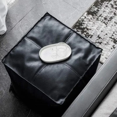 Leather Footstool Boho Pouffe New 20'' Unstuffed Genuine Pouf Handmade Moroccan