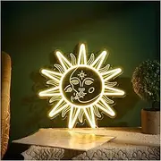 Sign Lamp Sun and Moon Neon Sign Sunflower LED Light USB for Wall Decor for Bedroom Dorm Living Room Man Cave Illuminated 32cm×32cm