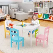CostwayKids Table and 4 Chairs Set for Toddlers-Colourful