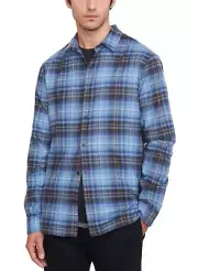 Vince Mens Norden Plaid Long Sleeve Flannel Shirt Small Colony Blue - NWT $245