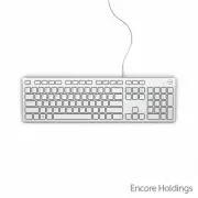 Dell 104 Keys Wired Keyboard - White - USB - US European - Qwerty - 1XNWP