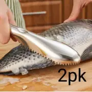 2pc Fish Scale Remover Stainless Steel Scaler Cleaner Home Kitchen Tool