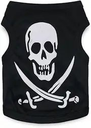 Dog Shirts Embroidered Skull Double Sword Pet T-Shirt Funny Halloween Cosplay Dog Costumes Dog Clothes (Black and White, S)