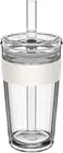 Longplay Cold Cup - Double Wall Glass Ice Coffee Tumbler with Lid and Straw - 16