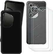 LCEHTOGYE Case for Fossibot F112 Pro + 3 Pcs Tempered Glass Screen Protector, Slim Black Shock-Absorption Soft TPU Bumper Protective Phone Case Cover for Fossibot F112 Pro (6,88")