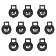 10pcs Plastic Cord Lock Single Hole Toggle Stopper Round Ball Shaped, Black
