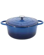 MegaChef 6.35qt Blue Round Enameled Cast Iron Dutch Oven