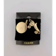 Roller Skate Charm Vintage Shiny Gold And VI Initials For Bracelet