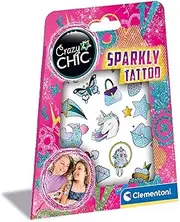Clementoni 18685 Crazy Chic-Sparkly Temporary, Tattoo Kit for Kids, Multicolour