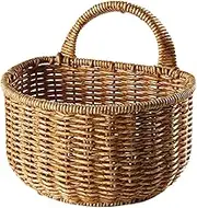 Woven Wall Baskets - Rattan Wall Mount Onion Basket | Rattan Decorative Fruit Bins | Portable Rattan Baskets for | Handmade Hangable Organize for Ginger Garlic