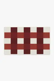 90' x 150' | Machine Washable Runner Rug | Kid & Pet Friendly | Indoor Rug | Gingham Plaid Red & White Outdoor Rug | Ruggable