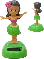 Solar Ornaments for, Solar Powered Dashboard Decorations Swinging Dancing Figure, Grass Skirt Car Supplies Shaking Desktop Ornaments for Dashboard