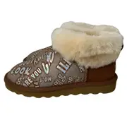 Womens Australian Sheepskin Wool Fur Mini UGG Ankle Boots in Chestnut