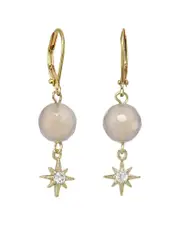 Rachel Reinhardt 14K Over Silver Agate CZ Star Drop Earrings NoSize NoColor
