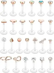 [Sanfenly] 16G Tragus Forward Helix Cartilage Earrings Studs Clear Labret Studs Lip Rings Monroe Piercing Jewelry