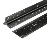 12" Triangular Architectural Scale Ruler Set (Imperial) with Engineering Stan...