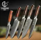 Chef Santoku Utility Slicing Knife Set 73 Layers Damascus Steel Wood Handle 5Pcs