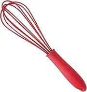 Zerodeko Silicone Hand Egg Mixer Non Slip Whisk for Blending Stirring and Whipping Cream Easy to Clean Kitchen Utensil Red