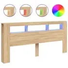 LED Lights Headboard Cabinet Wooden Bed Head Storage Bedhead Super King 220cm
