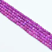 Asingeloo 3mm Faceted Natural Red Purple Agate Stone Beads for Jewelry Making Round Gemstone Beads Loose Spacer Beads 15" a Strand