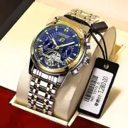 POEDAGAR MEN WATCH Automatic Mechanical Waterproof StainlessSteel Skeleton Calen
