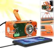 Emergency Solar Radio, Portable Hand Crank Wind Up Radio with 4000mAh Battery AM/FM/NOAA Weather Radio with Bluetooth Speaker, for Phone Charge/Flashlight/SOS/Reading Lamp/TF Port