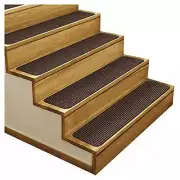 15 SKID-RESISTANT DOUBLE-RIBBED Carpet Stair Treads 8"x27" BITTERSWEET BROWN