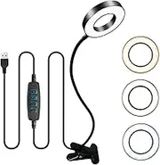 Clip on Desk Lamp, Clip on Light Reading Lights, 48 LED USB Desk Lamp with 3 Color Modes 10 Brightness, Clip Light Eye Protection Reading Lights, 360 ° Flexible Gooseneck Clamp Lamp for Work Study